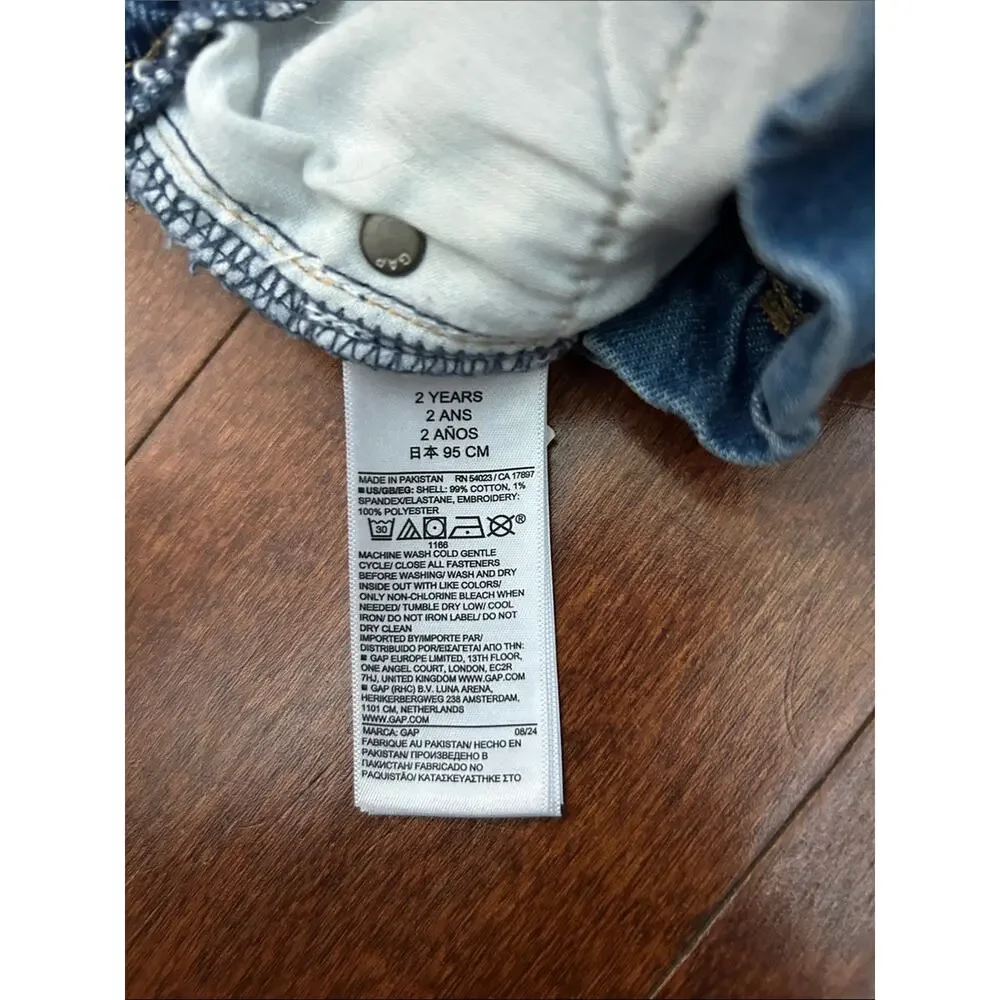 GAP Bundle Toddler Girls Embroidered Denim & Cream Corduroy Pants Set, Size 2y